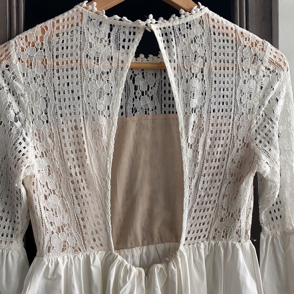 Endless Rose Ivory Eyelet Bell Sleeve Mini Dress - Picture 7 of 12